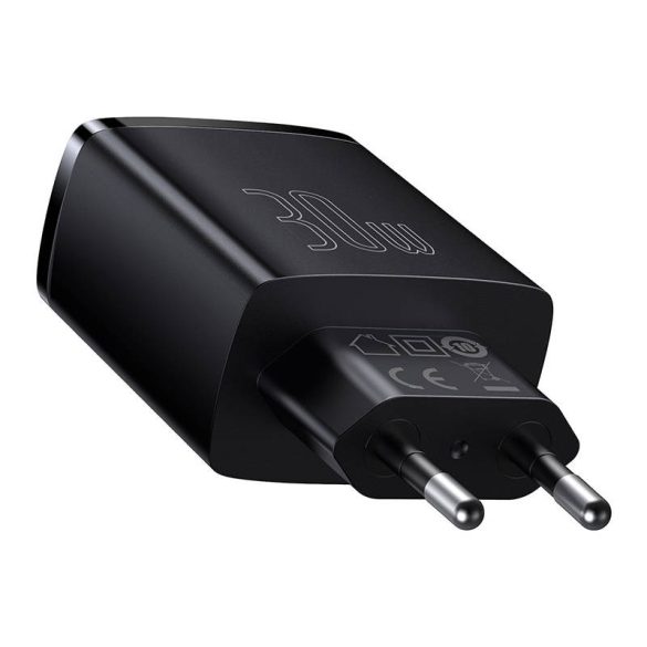 Baseus CCXJ-E01 2xUSB+USB-C,Compact Quick Charger hálózati töltő adapter, gyorstöltés, 36W, QC, PD, 3A, fekete