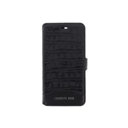   Cerruti 1881 iPhone 7 Plus Crocodile Print Leather oldalra nyíló tok, fekete
