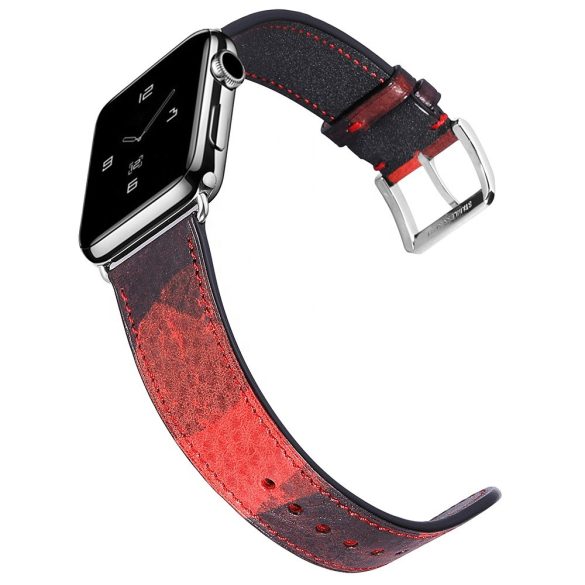 Apple Watch bőr 40mm óraszíj, piros-barna