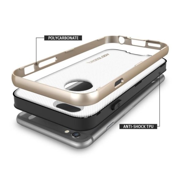 Caseology iPhone 6 Plus Bumper Frame Series Carbon, tok, arany-fehér