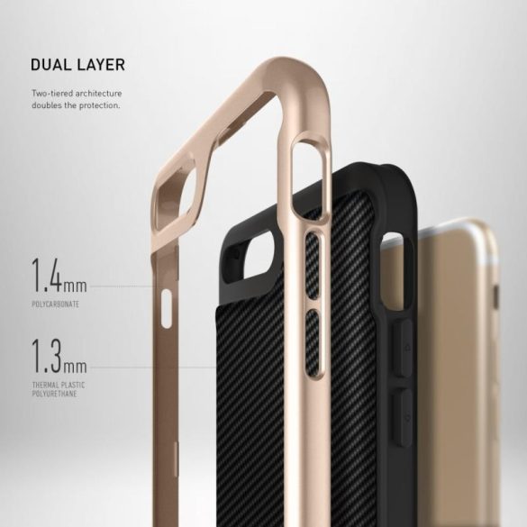 Caseology iPhone 7 Plus Envoy Series Carbon hátlap, tok, arany-fekete