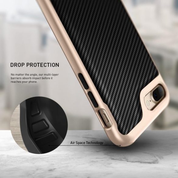 Caseology iPhone 7 Plus Envoy Series Carbon hátlap, tok, arany-fekete