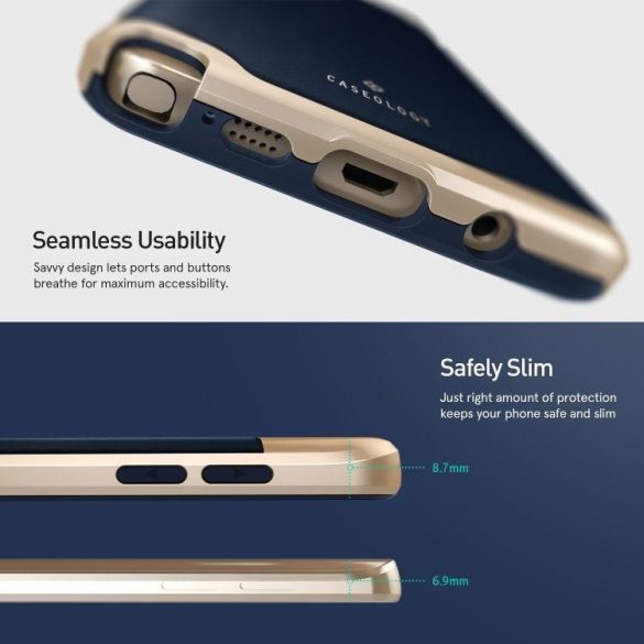 Caseology Samsung Galaxy Note 5 Envoy Series bőr hátlap, tok, sötétkék