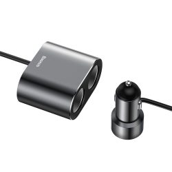   Baseus CRDYQ-01 Car Charger Splitter 2xUSB-A 3.1A 17W univerzális autós szivargyújtó töltő és elosztó, 80W, fekete