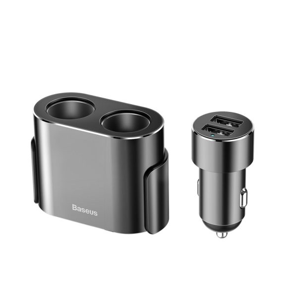 Baseus CRDYQ-01 Car Charger Splitter 2xUSB-A 3.1A 17W univerzális autós töltő és elosztó, 80W, fekete