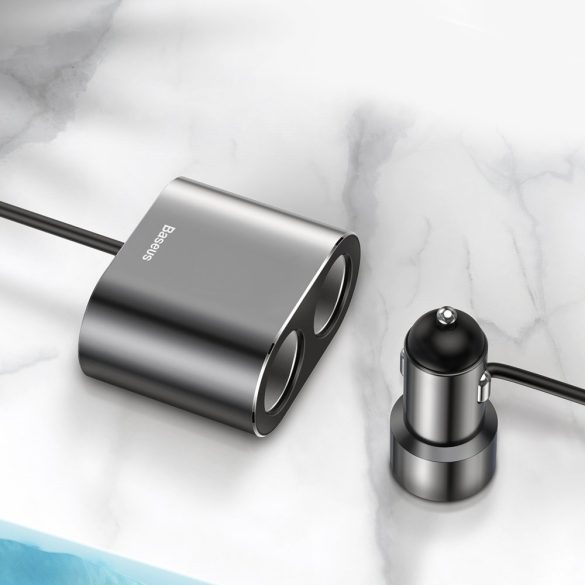 Baseus CRDYQ-01 Car Charger Splitter 2xUSB-A 3.1A 17W univerzális autós töltő és elosztó, 80W, fekete