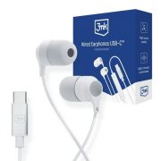   3MK Wired Earphones vezetékes headset, fülhallgató, USB-C, fehér