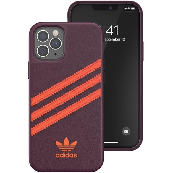 Adidas Original Moulded PU iPhone 12/12 Pro hátlap, tok, bordó-narancssárga