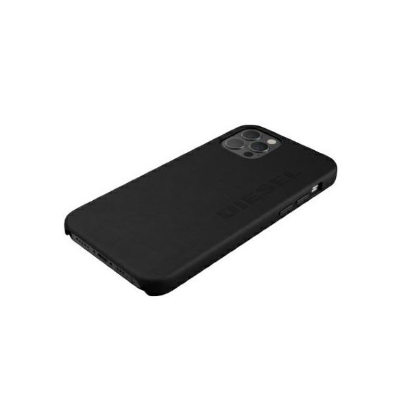 Diesel Moulded Case Premium Leather Wrap iPhone 12/12 Pro eredeti bőr hátlap, tok, fekete