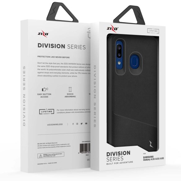 Zizo Division Series Samsung Galaxy A20/A50 ütésálló hátlap, tok, fekete