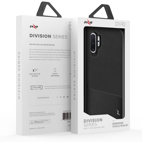 Zizo Division Series Samsung Galaxy Note 10 Plus ütésálló hátlap, tok, fekete