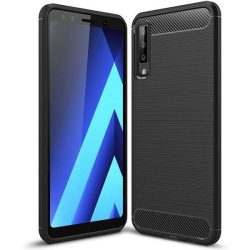   Carbon Case Flexible Samsung Galaxy A7 (2018) A750 hátlap, tok, fekete
