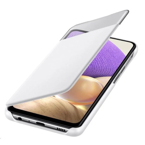 Samsung gyári S-View Case cover Samsung Galaxy A32 5G (EF-EA326PWE) oldalra nyíló tok, fehér