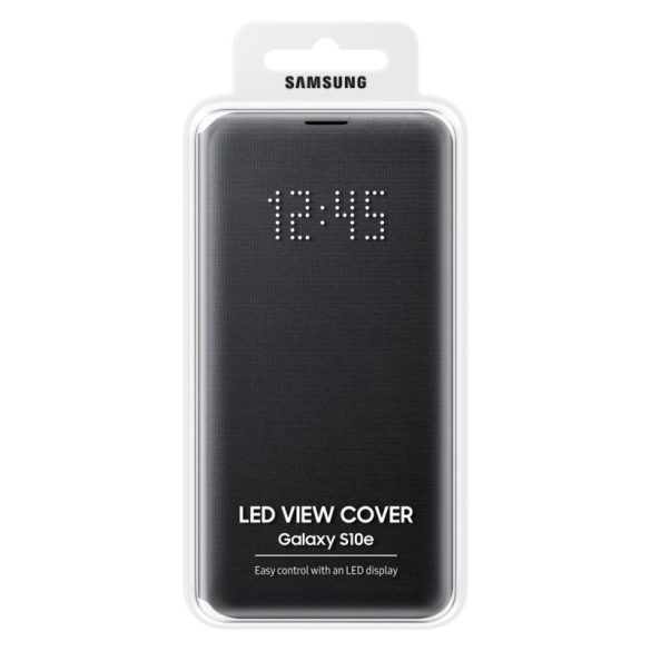 Samsung gyári LED View Case cover Samsung Galaxy S10e oldalra nyíló tok, fekete