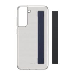   Samsung gyári Clear Strap Cover Samsung Galaxy S21 FE (EF-XG990CBE) hátlap pánttal, tok, szürke