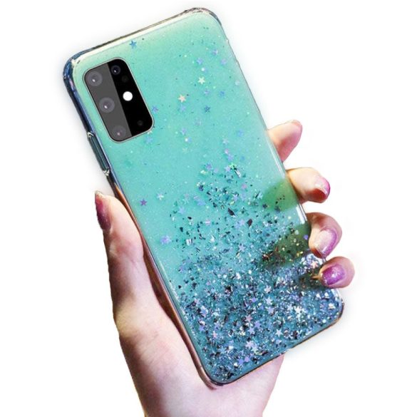 Sequins Glue Glitter Case Huawei P Smart (2020) hátlap, tok, zöld