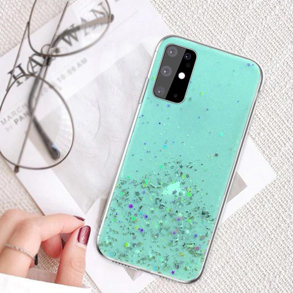 Sequins Glue Glitter Case Huawei P Smart (2020) hátlap, tok, zöld