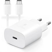   Samsung EP-TA800EWE+EP-DA905BWE USB gyári hálózati töltő, gyorstöltő adapter+USB-C kábel, 1.5m, 15W, (doboz nélküli), fehér