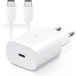   Samsung EP-TA800EWE+EP-DA905BWE USB gyári hálózati töltő, gyorstöltő adapter+USB-C kábel, 1.5m, 15W, (doboz nélküli), fehér