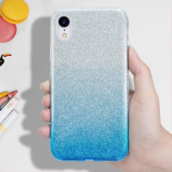 Glitter Case Huawei P40 Lite E/Y7P hátlap, tok, ezüst-kék