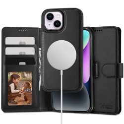  Tech-Protect Wallet Magsafe iPhone 15 Magsafe kompatibilis oldalra nyíló tok, fekete
