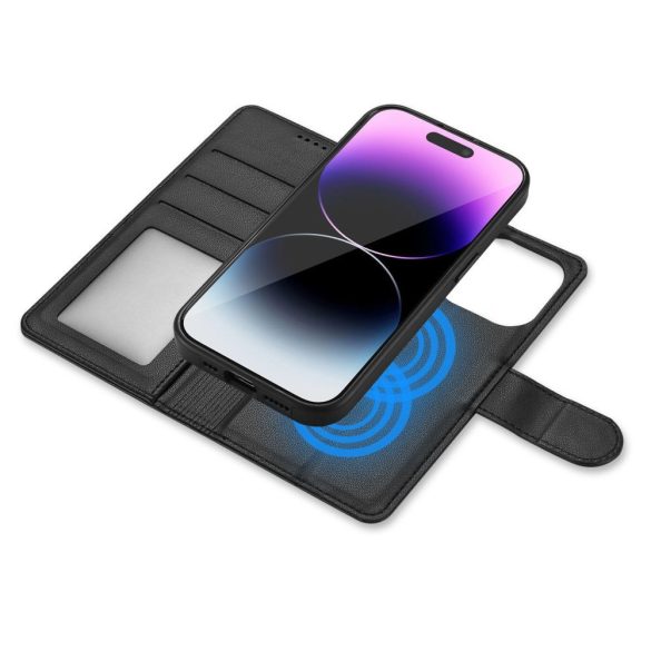 Tech-Protect Wallet Magsafe iPhone 15 Magsafe kompatibilis oldalra nyíló tok, fekete