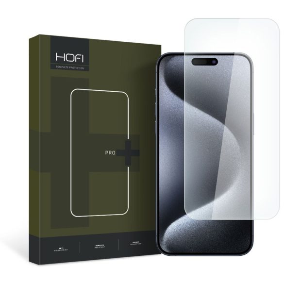 Hofi Glass Pro+ iPhone 15 Pro Max kijelzővédő edzett üvegfólia (tempered glass) 9H keménységű (nem teljes kijelzős 2D sík üvegfólia), átlátszó