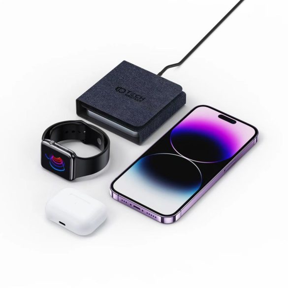 Tech-Protect Qi15W-A31 3In1 Wireless Charger Magsafe kompatibilis vezeték nélküli töltőállomás , fekete