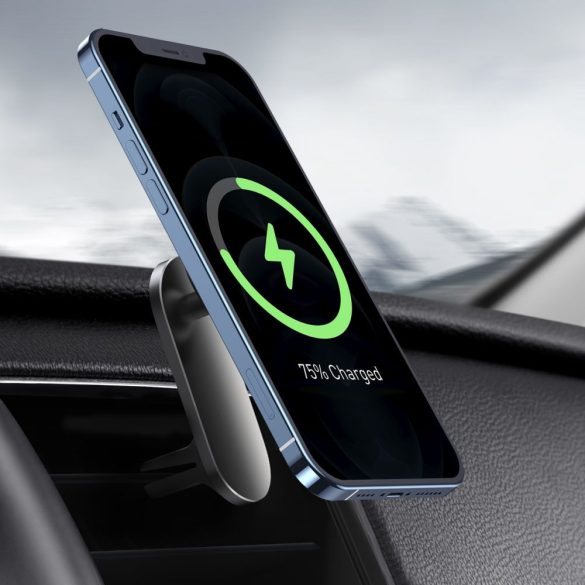 BaseusWXJN-01 Magnetic Wireless Car Charger MagSafe kompatibilis töltő és tartó, szellőzőrácsra, műszerfalra, fekete