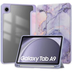   Tech-Protect Sc Pen Hybrid Samsung Galaxy Tab A9 8.7" X110/X115 oldalra nyíló okos tok, érintőceruza tartóval, márványmintás, lila