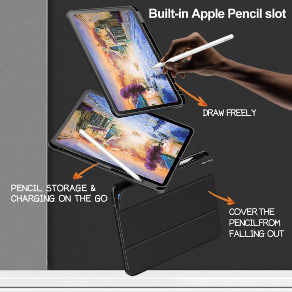 Infiland Crystal Case iPad Air 4 (2020) oldalra nyíló tok, fekete