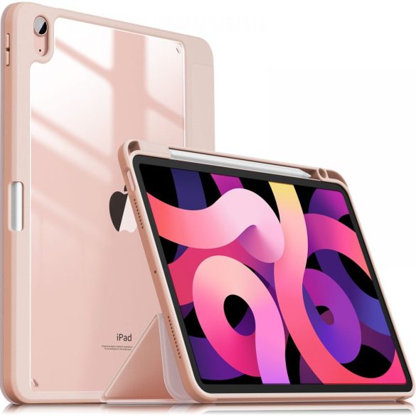 Infiland Crystal Case iPad Air 4 10.9" (2020) oldalra nyíló tok, rózsaszín