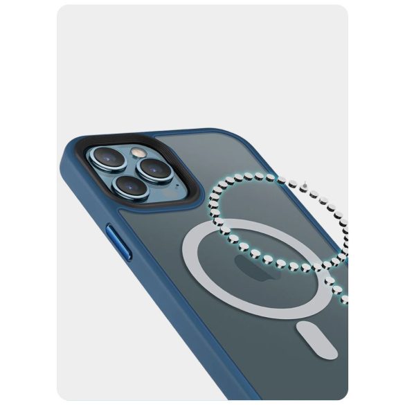 Tech-Protect Magmat MagSafe iPhone 12/12 Pro hátlap, tok, matt sötétkék