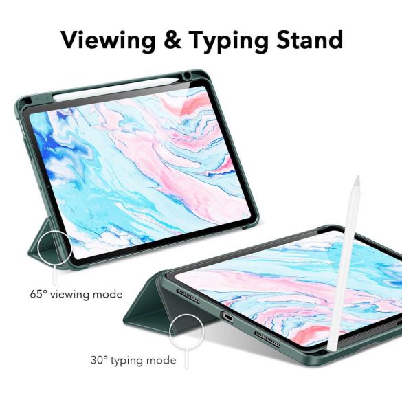 ESR Rebound Pencil iPad Air 4 10.9" (2020)/Air 5 10.9" (2022) oldalra nyíló smart tok, fekete