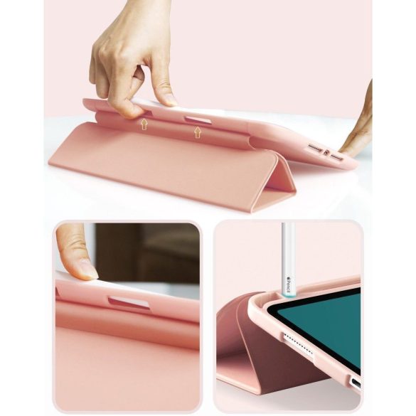 Tech-Protect Sc Pen iPad Air 4 2020 / iPad Air 5 2022 oldalra nyíló okos tok, érintőceruza tartóval, rózsaszín