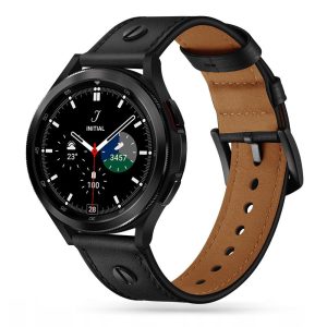 Tech-Protect Screwband Samsung Galaxy Watch 4 40/42/44/46mm bőr óraszíj, fekete