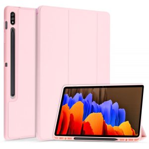 Tech-Protect Smartcase Pen Samsung Galaxy Tab S7 FE 5G 12.4" T730/T736 oldalra nyíló okos tok, érintőceruza tartóval, rózsaszín