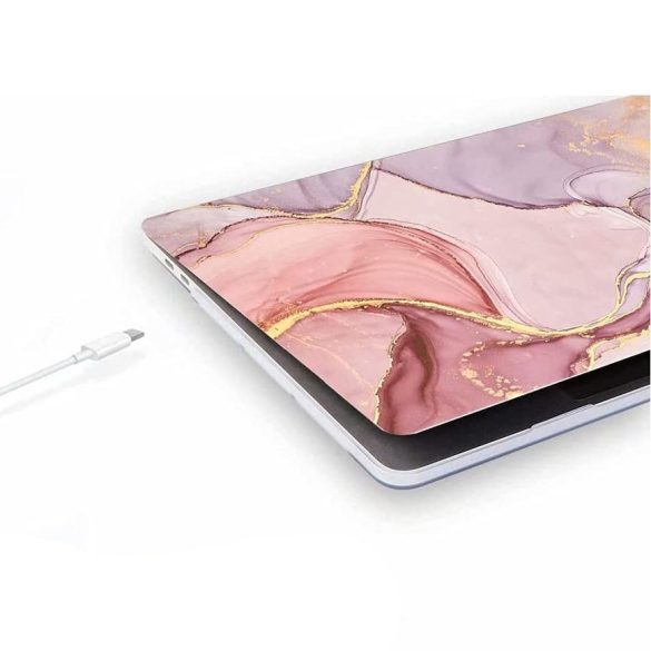 Tech-Protect Smartshell Glitter Macbook Air 13 2018-2020 tok, márványmintás, rózsaszín