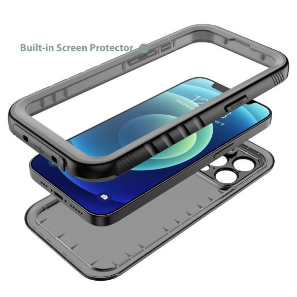 Tech-Protect Shellbox Magsafe Ip68 iPhone 13 Pro Max Magsafe kompatibilis vízálló, ütésálló előlap+hátlap, tok, fekete
