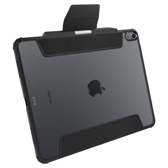 Spigen Ultra Hybrid iPad Air 13 (2024) oldalra nyíló ütésálló okos tok, érintőceruza tartóval, átlátszó-fekete