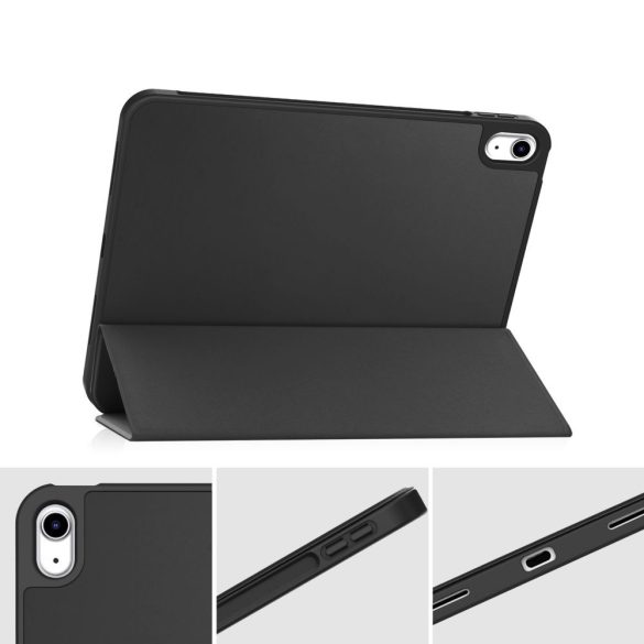 Tech-Protect Smartcase Pen iPad 10.9", 10. gen. (2022) oldalra nyíló okos tok, érintőceruza tartóval, fekete