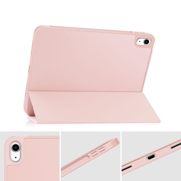 Tech-Protect Smartcase Pen iPad 10.9", 10. gen. (2022) oldalra nyíló okos tok, érintőceruza tartóval, rózsaszín