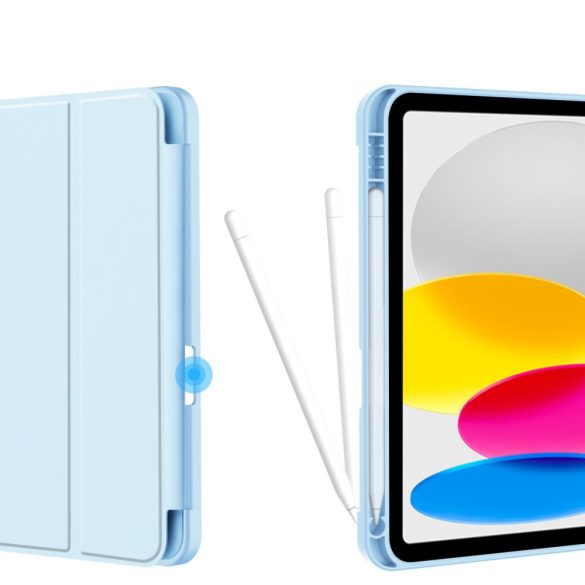 Tech-Protect Smartcase Pen iPad 10.9", 10. gen. (2022) oldalra nyíló okos tok, érintőceruza tartóval, világoskék