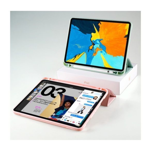 Tech-Protect Sc Pen iPad Air 4 2020 / iPad Air 5 2022 oldalra nyíló okos tok, érintőceruza tartóval, ibolya