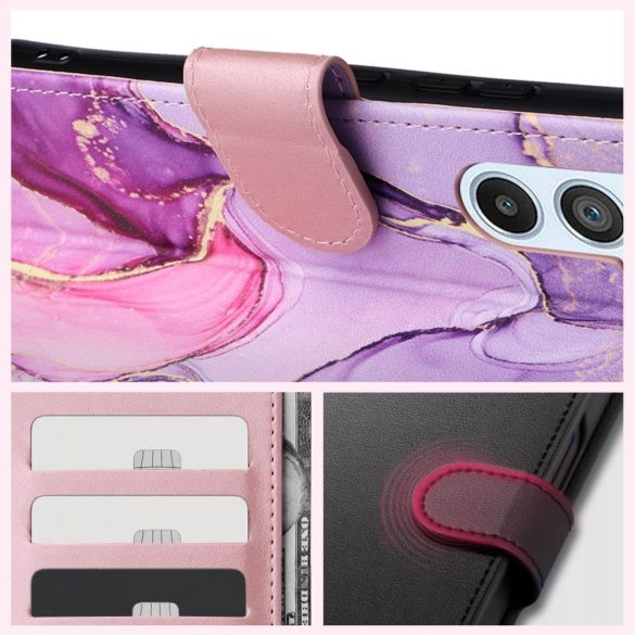 Tech-Protect Wallet Samsung Galaxy A54 5G tok, oldalra nyíló tok, márványmintás, színes
