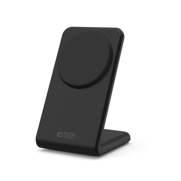 Tech-Protect Qi15W-A23 Magnetic Magsafe Wireless Charger Magsafe kompatibilis vezeték nélküli asztali töltő, gyorstöltő, 15W, fekete
