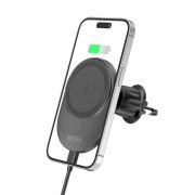   Tech-Protect MM15W-V1 Magnetic Magsafe Vent Car Mount Wireless Charger, Magsafe kompatibilis vezeték nélküli töltő és tartó, szellőzőrácsra, mágneses, 15W, fekete