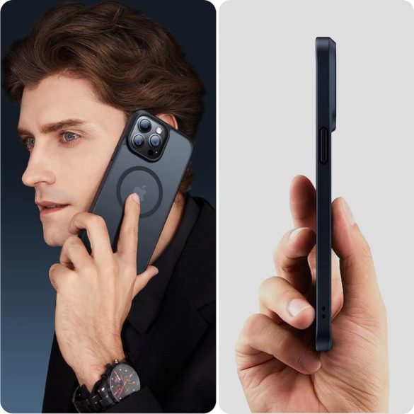 Tech-Protect Magmat Magsafe iPhone 15 Pro Max magsafe kompatibilis ütésálló hátlap, tok, matt fekete