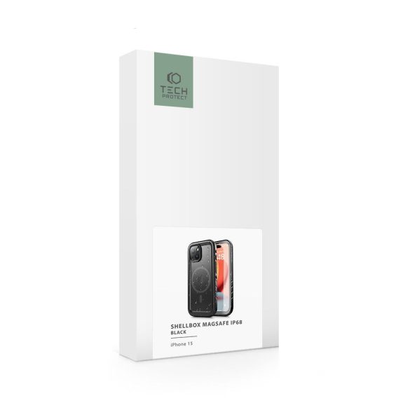 Tech-Protect Shellbox Magsafe Ip68 iPhone 15 Magsafe kompatibilis vízálló, ütésálló előlap+hátlap, tok, fekete