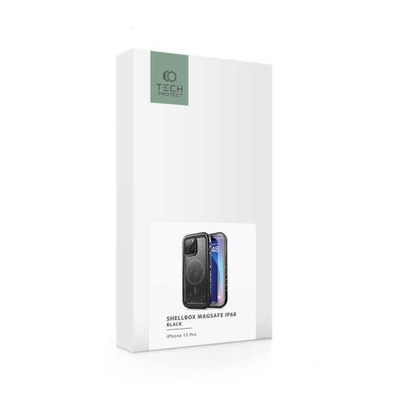 Tech-Protect Shellbox Magsafe Ip68 iPhone 15 Pro Magsafe kompatibilis vízálló, ütésálló előlap+hátlap, tok, fekete